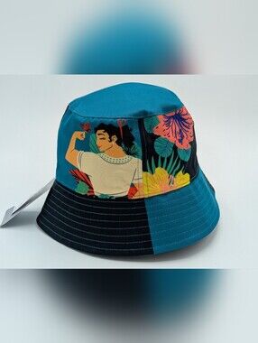 Disney Park Adult Bucket Hat Teal and Black Floral Graphic Encanto La Familia